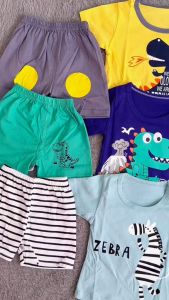 SETELAN PENDEK ANAK MOTIF HEWAN LUCU KATUN LEMBUT