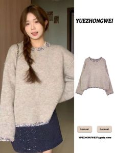 YUEZHONGWEI | Elegant French Style Heavy Work Round Neck Thickened Knit Sweater