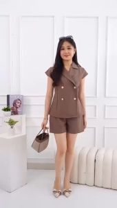 Erica Set Setelan Premium Vest & Skort Blouse Kantoran