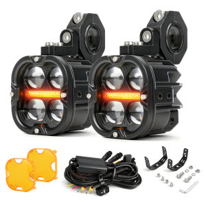 HL Super Bright High Low Beam Yellow Spotlight Offroad 3 Inch Led Motorcycle Projector Light Kit Auxiliary Lights off-road use