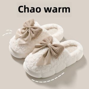2024 New Womens Cotton Slippers Home Warm Cute Outdoor Anti-slip Thick Bottom Fur Slippers Comfortable Soft TPR Heel