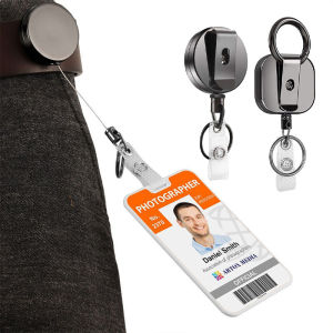 Heavy Duty Metal Retractable Carabiner Keychain Belt Badge Reels Clip 28.3Inch Reinforced Steel Wire Cord