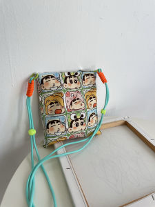 Dopamine Cute Crayon Xiaoxin Cartoon Contrast Color Cotton Small Messenger Bag Mobile Phone Bag Female Storage Cloth Bag Zipper