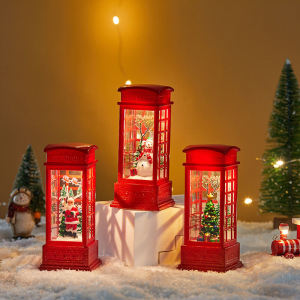 Christmas Snowing Lantern Decoration for Home Retro Landscape Romantic Night Christmas Decor Led Light