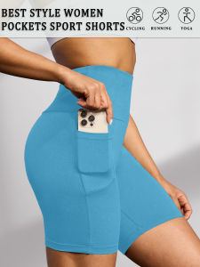 High Waisted Biker Shorts For Women With Pockets No See Through Workout Running Yoga Athletic Shorts Push Up Gym  Fitness