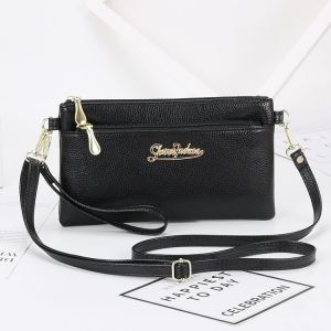 Lightweight Soft Leather Crossbody Bag for Women Summer Fashionable Mobile Phone Bag Mom Single Shoulder Bag Retro Style Zipper Closure