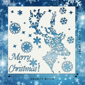 30x30cm 1PC Christmas Reindeer Snowflake Painting Stencil for DIY Wall Art Fabric Glass Wood and Crafts