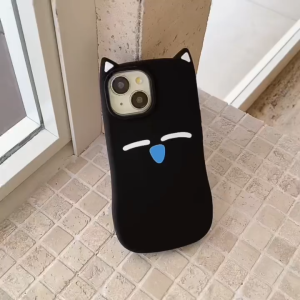 3D cartoon black cat silicone phone case for iPhone 13 14 15 16 17 Pro Max casing Cartoon animal soft silicone protective cover for iPhone16 case