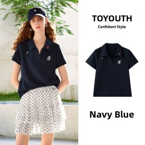 Toyouth | Slimming Retro V-Neck Polo Style T-Shirt