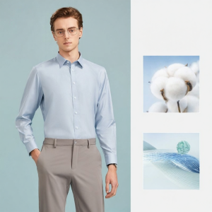 Youngor | No-Iron Mens Business Casual Oxford Long Sleeve Shirt