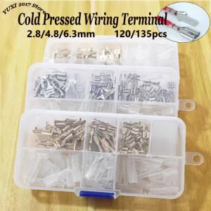 Cold Pressed Wiring Terminal Connector Kit - 2.8/4.8/6.3mm Plug-In Crimping Terminals 120/135 Piece Box Set for Common Wiring