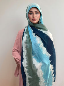 มุสลิมTie-Dye Hijabพรีเมี่ยมHeadscarfนุ่มBreathable Hijabผู้หญิงGradientผ้าฝ้ายเหนียวModal Hijab