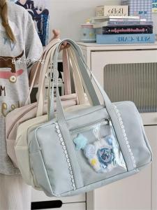 กระเป๋าเป้สะพายไหล่ทรงสี่เหลี่ยม กระเป๋าใส่ของวิทยาลัยสีพื้นสำหรับเด็กผู้หญิง กระเป๋าใส่ของแบบมีซิปสำหรับเด็กผู้หญิง