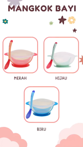 GVH Mangkok Set Bayi Anti Tumpah Sensor Panas Silicon FREE Sendok
