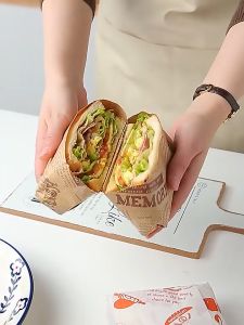 50PCS Oil-proof Paper Wax Paper Sandwich Wrapper Bread French Fries Burger Homemade Bakery DIY Handmade Lunch Bento Packing for Home Kitchen Bakeware