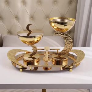 Luxury Four-Piece Bakhoor Burner Set with New Moon Rock Design Ideal for Family Gatherings Holiday Gifts And Living Room Decor