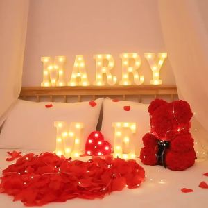 16/22CM DIY Luminous Lights LED Letter Night Light Creative Letters Alphabet Number Battery Lamp Romantic Party Decoration