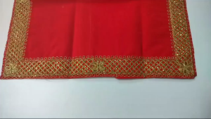 Red Colour Pooja Mat Aasan Pooja Aasan Cloth (Size:-14*14 Inches) for Multipurpose Pooja Decorations Item | Pack of 1 pc