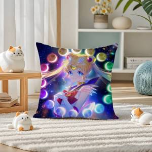 Bandai | Sailor Moon Luna And Artemis Anime Plush Pillow Cover Soft Short Plush Cushion Cover For Sofa Bedroom Home Decor Gift Decoration