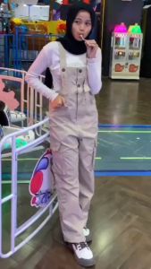 CELANA OVERALL JUMPSUIT PANJANG CARGO WANITA REMAJA POLOS KASUAL KULIAHAN SANTAI ANAK MUDA MILANIAL