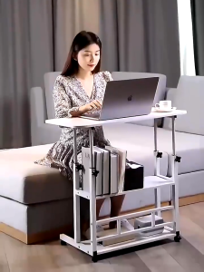 【VIDKHSY Store】Adjustable Mobile Laptop Table with Wheels | Mobile Bedside Table Adjustable Height Study Table for Bedroom Living Room Office Desk