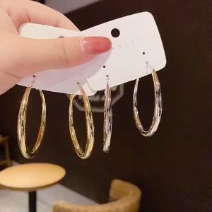 New Big Circle Hoop Earrings for Women Trendy Exaggerated Silver Gold Color Metal Geometric Smooth Round Earring Jewelry