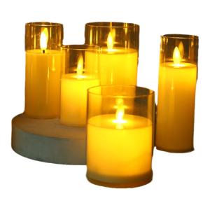 Acrylic LED Electronic Candle Glass Cup Candlelight Swing Light Birthday Party Decoration Smokeless Candle for Wedding Proposal