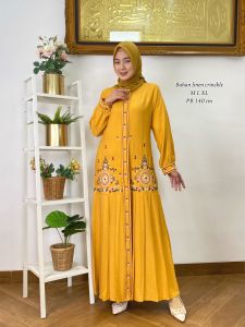 COD-GAMIS BORDIR TERBARU MODEL SIMPLE MEWAH DAN ELEGAN-GAMIS JUMBO BUSUI BAHAN LINEN TERBARU