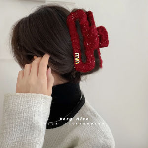 Red Plush Shark Hair Clip Autumn Winter Fashion Hair Accessories Original Design Hair Grips Headwear Hairpins Styling Tools