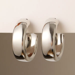 Elegant Retro Thick Round Circle Earrings for Women Simple Metal Big Hoop Earrings Wedding Engagement Aesthetic Jewelry