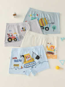 Childrens Modal Underwear Boys Briefs Dinosaur Pattern Flat Angle Pants Breathable Quick Dry Comfortable Innerwear for Kids