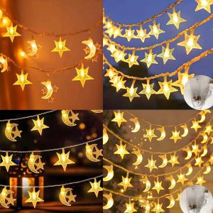 Led String Lights Various Types of Moon and Star Decorative Lights (USB and Battery Box Powered) Suitable for Holiday Decorations Birthday and Wedding Atmosphere Decoration Christmas and Ramadan Decorations