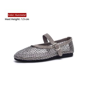 MIFEI | Sheepskin Diamante Net Lace-up Flats