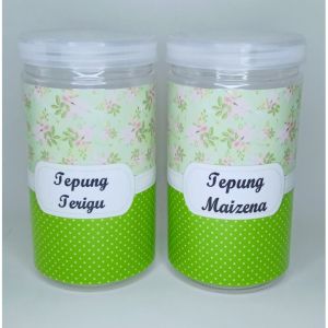 toples bumbu/kue motif bunga hijau ukuran 1000ml(haga buat 1pcs)