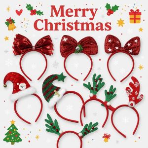 MOMOMART ที่คาดผมคริสมาสต์ Merry Christmas ที่คาดผมโบว์ใหญ่ สีแดง ใส่ได้ทั้งเด็กและผู้ใหญ่