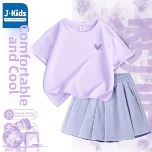 JKIDS | Girls Moisture-wicking Thin Ice-silk Short Sleeve T-shirt Set
