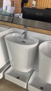 Chậu lavabo chậu rửa mặt liền chân tròn