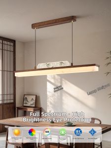 DENGMEIYOUPIN | Walnut Hardwood Marble Enamel Painted Mountain and Bamboo Leaf Minimalist Pendant Light for Dining Room or Tea Room