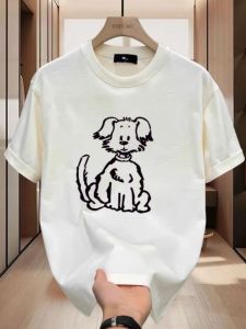 Áo Thun Cotton Tay Ngắn in Hình Chó Hoạt Hình Cổ Điển Mỹ Dáng Rộng Rãi Mùa Hè Cho Cặp Đôi Thời Trang Thường Ngày