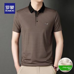 ROMON | Áo Polo Sọc Cổ Bẻ Phong Cách Mới Thu Đơn Giản