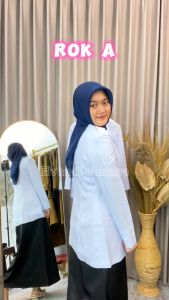 Blazer Wanita Baju Kerja Kantor Seragam PDH PNS Pemda Dinas Guru ASN Wanita Atasan Saku Kantong Dua di Dada Setelan Rok Span Rok A Celana Panjang kode 7005 warna Putih Hitam