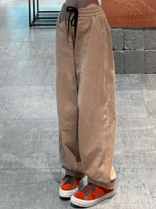 White American Style Thin Casual Pants for Women High Waist Straight Leg Drapey Wide Leg Pants Summer Fashion Ladies Trousers