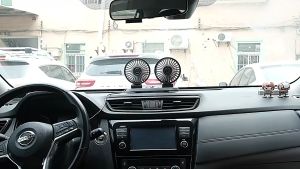 360° Rotatable High Speed Dual Head Car Fan For F410 12V/24V Kipas kereta lori dengan no Parkir Portable Cooler For Car Kereta Car fan 车载风扇