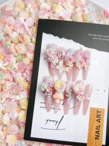 50PCS Novelty Soft Camellia Peony Rose Resin Nail Charms Random Mixed Colorful Butterfly Bow Leaf Nail Art Decorations DIY Nails