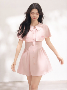KEIKO | Detachable Cloak Waist-Cinching Dress
