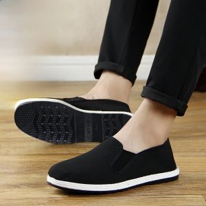 รองเท้าผ้าปักกิ่งโบราณสำหรับผู้ชาย ฤดูร้อน ระบายอากาศได้ดี สวมใส่สบาย กันลื่น ทนทาน รองเท้าพื้นหนาสำหรับทำงาน รองเท้าผ้าใบแบบสวมสบาย