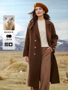 QLX | Luxury Style Wool Camel Coat for Plus Size Women