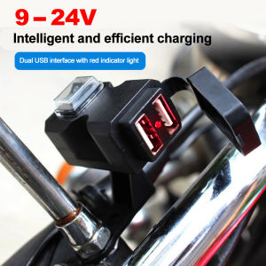 Kebidumei 9V-24V Dual USB Motorbike Motorcycle Handlebar Charger Adapter Waterproof Power Supply Socket for Phone