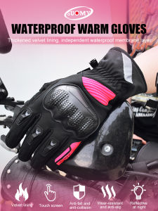 Mùa Đông Ấm Áp Găng tay xe máy Windproof Không Thấm Nước Găng Tay Lái Xe Nữ xe máy Phụ Nữ Màu Tím Motocross Moto Guantes