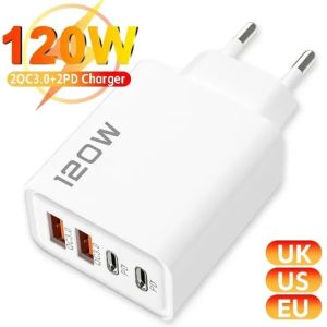 【Pphha】🔥Hot Sale🔥 120W 4 Ports USB PD Charger QC3.0 Type C USB Quick Charging Phone Charger Universal Fast Charging Adapter for IPhone Xiaomi Huawei Samsung